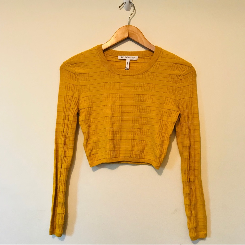 Mustard Yellow Knit Crop Top